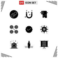 9 Icons Solid Style Grid Based Creative Glyph Symbols for Website Design Simple Solid Icon Signs Isolated on White Background 9 Icon Set vector