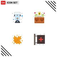 4 iconos universales planos signos símbolos de lámpara otoño aceite lámpara caso acción de gracias elementos de diseño vectorial editables vector