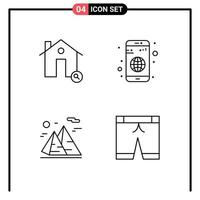 4 Creative Icons Modern Signs and Symbols of buildings mountain house application nature Editable Vector Design Elements