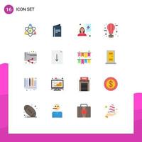 Flat Color Pack of 16 Universal Symbols of analytics journey power hot balloon Editable Pack of Creative Vector Design Elements