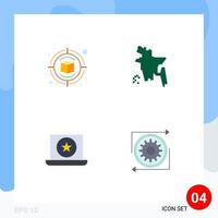 conjunto de 4 iconos de ui modernos símbolos signos para campaña portátil pensando en bangladesh negocios elementos de diseño vectorial editables vector