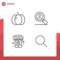 4 colores planos de línea de llenado de vectores temáticos y símbolos editables de descuento de alimentos verduras usuario instagram elementos de diseño de vectores editables