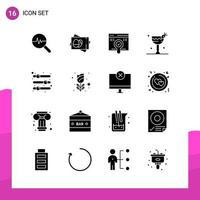 Glyph Icon set Pack of 16 Solid Icons isolated on White Background for responsive Website Design Print and Mobile Applications vector