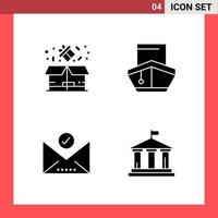 4 Icon Pack Solid Style Glyph Symbols on White Background Simple Signs for general designing vector