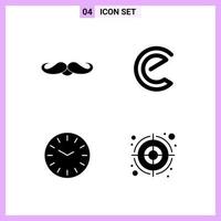 4 Icons in Solid Style Glyph Symbols on White Background Creative Vector Signs for Web mobile and Print