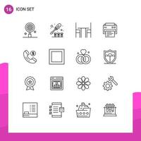 16 Creative Icons Modern Signs and Symbols of ecommerce printing chair print table Editable Vector Design Elements