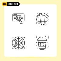 4 Creative Icons for Modern website design and responsive mobile apps 4 Outline Symbols Signs on White Background 4 Icon Pack vector