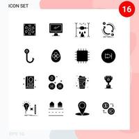 Modern Set of 16 Solid Glyphs and symbols such as money currency imac exchange summer Editable Vector Design Elements