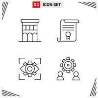 4 Icons Line Style Grid Based Creative Outline Symbols for Website Design Simple Line Icon Signs Isolated on White Background 4 Icon Set vector