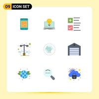 Set of 9 Modern UI Icons Symbols Signs for street lamp laptop business tick Editable Vector Design Elements