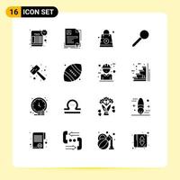 paquete de iconos de vector de stock de 16 signos y símbolos de línea para elementos de diseño de vector editables de bolsa de pin de certificado de marcador de golpe