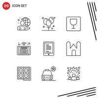 Modern Set of 9 Outlines and symbols such as wifi panel holiday control photo Editable Vector Design Elements