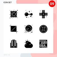 Vector Pack of 9 Icons in Solid Style Creative Glyph Pack isolated on White Background for Web and Mobile