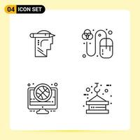 4 Creative Icons for Modern website design and responsive mobile apps 4 Outline Symbols Signs on White Background 4 Icon Pack vector