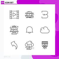 Line Icon set Pack of 9 Outline Icons isolated on White Background for Web Print and Mobile vector