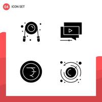 paquete de 4 iconos de glifos universales para medios impresos sobre fondo blanco vector