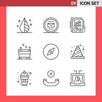 9 Icon Pack Line Style Outline Symbols on White Background Simple Signs for general designing vector