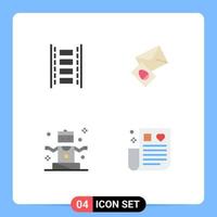 conjunto moderno de 4 iconos y símbolos planos, como personas de animación, tira de película, huevo, yoga, elementos de diseño vectorial editables vector