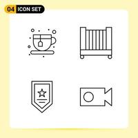 4 Creative Icons for Modern website design and responsive mobile apps 4 Outline Symbols Signs on White Background 4 Icon Pack vector