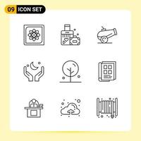 9 Creative Icons for Modern website design and responsive mobile apps 9 Outline Symbols Signs on White Background 9 Icon Pack vector