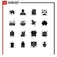 Set of 16 Modern UI Icons Symbols Signs for judgment conclusion video choice newsletter Editable Vector Design Elements