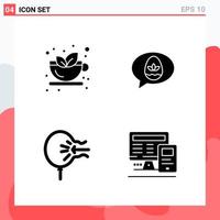 Collection of 4 Vector Icons in solid style Modern Glyph Symbols for Web and Mobile Solid Icon Sign Isolated on White Background 4 Icons