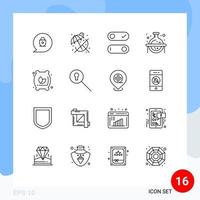 conjunto de 16 contornos vectoriales en la cuadrícula para los elementos de diseño vectorial editables del estudio de la bolsa de harina de cambio de saco de harina de ojo de cerradura vector