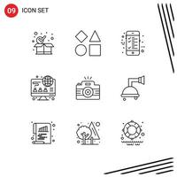 9 Outline concept for Websites Mobile and Apps picture photography bill camera online Editable Vector Design Elements