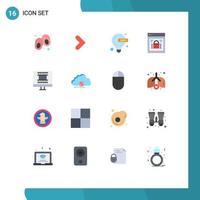 Pictogram Set of 16 Simple Flat Colors of photo frame web security idea web lock page lock Editable Pack of Creative Vector Design Elements