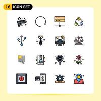 Set of 16 Modern UI Icons Symbols Signs for connection organization data issues daily Editable Creative Vector Design Elements