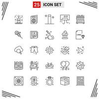 25 Icons Line Style Grid Based Creative Outline Symbols for Website Design Simple Line Icon Signs Isolated on White Background 25 Icon Set vector