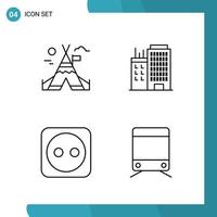 Vector Pack of 4 Outline Symbols Line Style Icon Set on White Background for Web and Mobile