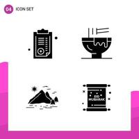 Glyph Icon set Pack of 4 Solid Icons isolated on White Background for responsive Website Design Print and Mobile Applications vector