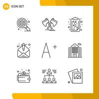 9 Icon Set Line Style Icon Pack Outline Symbols isolated on White Backgound for Responsive Website Designing vector