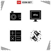 4 Icons Solid Style Grid Based Creative Glyph Symbols for Website Design Simple Solid Icon Signs Isolated on White Background 4 Icon Set vector