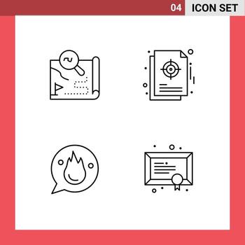 4 User Interface Line Pack of modern Signs and Symbols of destination target map focus career Editable Vector Design Elements