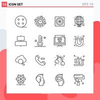 colección de 16 iconos vectoriales en estilo de línea símbolos de esquema modernos para web y signo de icono de línea móvil aislado en fondo blanco 16 iconos vector