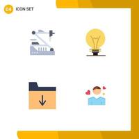 4 Thematic Vector Flat Icons and Editable Symbols of future document robot innovation insert Editable Vector Design Elements