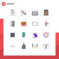16 Thematic Vector Flat Colors and Editable Symbols of shopping cart murder bag smart Editable Pack of Creative Vector Design Elements