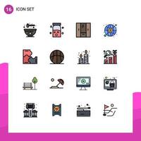 Universal Icon Symbols Group of 16 Modern Flat Color Filled Lines of puzzle game education cupboard money global Editable Creative Vector Design Elements