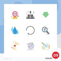 conjunto de 9 iconos modernos de la interfaz de usuario signos de símbolos para girar la flecha hacia abajo estudiar aprender elementos de diseño vectorial editables vector