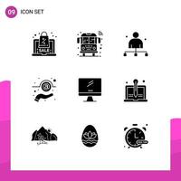 9 Creative Icons Modern Signs and Symbols of computer hand boss message head Editable Vector Design Elements