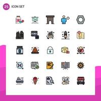 User Interface Pack of 25 Basic Filled line Flat Colors of human avatar planning store marketplace Editable Vector Design Elements