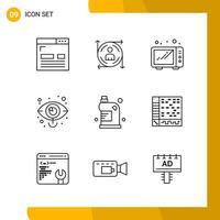 9 Icon Set Line Style Icon Pack Outline Symbols isolated on White Backgound for Responsive Website Designing vector