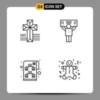 4 Black Icon Pack Outline Symbols Signs for Responsive designs on white background 4 Icons Set vector