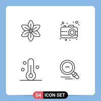 Modern Set of 4 Filledline Flat Colors Pictograph of flower thermometer spring user search Editable Vector Design Elements