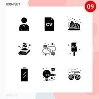 User Interface Pack of 9 Basic Solid Glyphs of network connection investment chain energy Editable Vector Design Elements