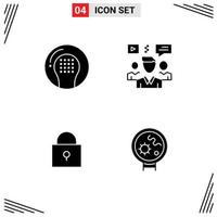 Pictogram Set of Simple Solid Glyphs of activities group game discussion lock Editable Vector Design Elements