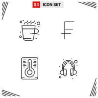 4 Icons Line Style Grid Based Creative Outline Symbols for Website Design Simple Line Icon Signs Isolated on White Background 4 Icon Set vector