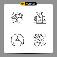 4 Black Icon Pack Outline Symbols Signs for Responsive designs on white background 4 Icons Set vector